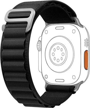 DARKFIT Alpine Loop Nylon Bands/Straps Compatible with Watch 49mm 45mm 44mm 42mm Men & Women, Adjustable Strap with Metal G-Hook Premium Strap for iWatch Ultra Series SE 8 7 6 5 4 3 2 1 (Only Alpine Loop Strap for Apple iWatch, Watch NOT Included) Smart Watch Strap (Black) Smart Watch Strap