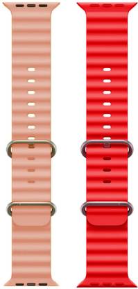 Antoj Smart Watch strap for T800, T900, T10, I8 pro,I7 pro, S8 ultra, watch 8, Watch 9 of size 49mm 45mm 44mm 42mm(Pink, red ) Smart Watch Strap