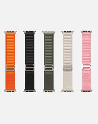 ABSOLUTE LIFESTYLE Nylon Bands/Straps Compatible with Watch 49mm 45mm 44mm 42mm Men & Women, Adjustable Strap with Metal G-Hook Premium orange, black, green, white and pink Strap for iWatch Ultra Series SE 8 7 6 5 4 3 2 1 (Only Strap, Watch NOT Included) Smart Watch Strap