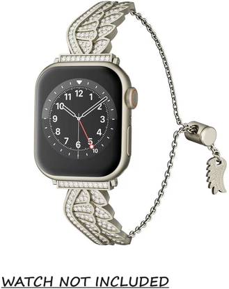 Like Star Women Girls Diamond Designer Bling Rhinestone Stainless Steel Apple Watch Bracelet Strap Compatible with Apple Watch 42mm/44mm/45mm/49mm (Se/Series 9/8/7/6/5/4/3/2/1 Ultra 2) Smart Watch Strap