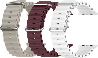 Geo SPORTS Silicone Ocean Adjustable Metal-Hook Premium Grey, Purple and White straps Smart Watch Strap