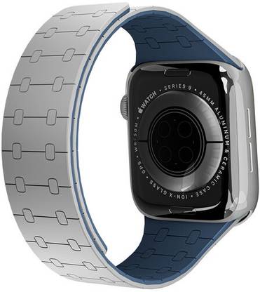 DailyObjects Grey Lightweight Velour Snap On Smartwatch Wrist Band/Straps | Compatible With Apple Watchbands (42/44/45/49mm) | High Strength Silicone With Water Resistant Material | Magnetic Closure | Adjustable Strap For Apple Ultra iWatch Series SE 9 8 7 6 5 4 3 2 1 Smart Watch Strap