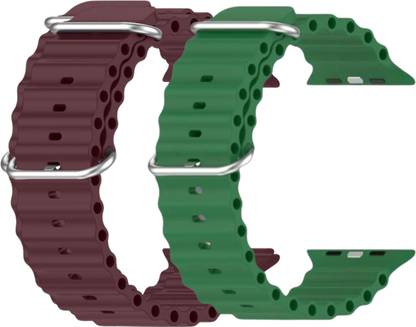 Geo SPORTS Silicone Ocean Adjustable Metal-Hook Premium green and purple straps Smart Watch Strap