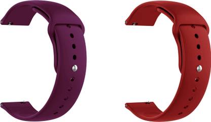 ACM Pack of 2 Watch Strap for Huawei Watch Gt 2e Sport 46mm (Burgundy Purple/Red) Smart Watch Strap