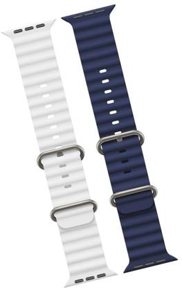Antoj Smart Watch strap for T800, T900, T10, I8 pro,I7 pro, S8 ultra, watch 8, Watch 9 of size 49mm 45mm 44mm 42mm(Blue, White ) Smart Watch Strap