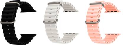 Priavy Ocean Smart Watch Strap Belt for Ultra Watch 49 mm, Series 8 / 7 45 mm, Series 6 / 5 / 4 44 mm, Series 3 42 mm, T800 Ultra, Watch 8 Ultra, i8 Pro Max, W26, T800. Smart Watch Strap(Black, White, Pink ) Smart Watch Strap