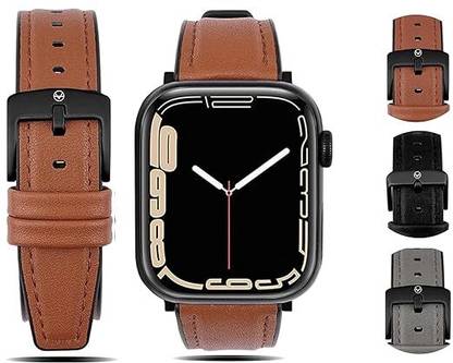 KRZNA Water Resistant Leather Band Supports 42mm to 49mm - Apple Smart Watch Strap