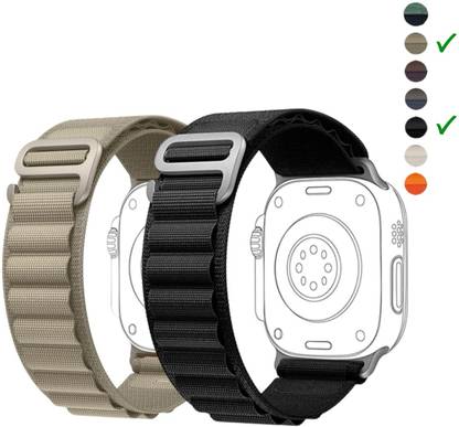 onefit Premium Alpine Loop Strap Nylon Watch Band for Apple Watch 42mm/44mm/45mm/49mm (Only Alpine Loop, Watch NOT Included) (PACK OF 2) Smart Watch Strap