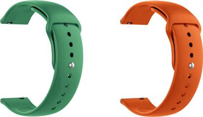 ACM Pack of 2 Watch Strap for Huawei Watch Gt2 46mm Smartwatch (Green/Orange) Smart Watch Strap