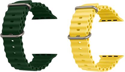 Priavy Ocean Smart Watch Strap Belt for Ultra Watch 49 mm, Series 8 / 7 45 mm, Series 6 / 5 / 4 44 mm, Series 3 42 mm, T800 Ultra, Watch 8 Ultra, i8 Pro Max, W26, T800. Smart Watch Strap(Green, yellow ) Smart Watch Strap