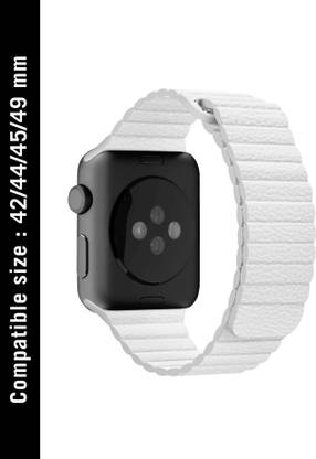 DailyObjects White Leather Loop Apple WatchBand (42/44/45/49mm) Smart Watch Strap