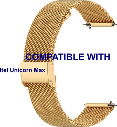 ACM WSM21I22GL3864 Watch Strap Adjustable Metal 22mm for Itel Unicorn Max Smartwatch Gold Smart Watch Strap