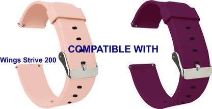 ACM WSM7A20CPPU2587 Pack of 2 Watch Strap Silicone 20mm for Wings Strive 200 Smartwatch (Creame Pink/Purple) Smart Watch Strap