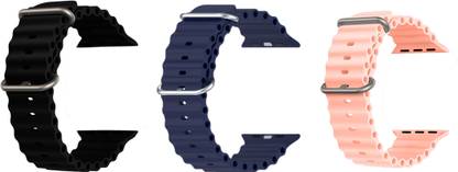 Priavy Ocean Smart Watch Strap Belt for Ultra Watch 49 mm, Series 8 / 7 45 mm, Series 6 / 5 / 4 44 mm, Series 3 42 mm, T800 Ultra, Watch 8 Ultra, i8 Pro Max, W26, T800. Smart Watch Strap(Black, Blue, Pink ) Smart Watch Strap