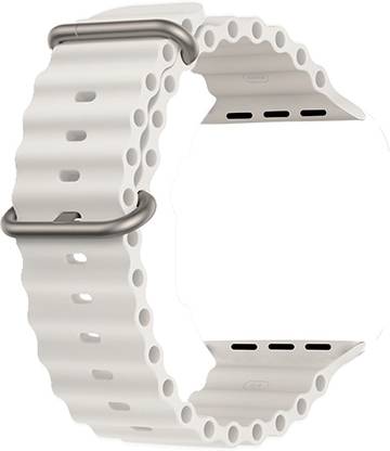 Priavy Ocean Smart Watch Strap Belt for Ultra Watch 49 mm, Series 8 / 7 45 mm, Series 6 / 5 / 4 44 mm, Series 3 42 mm, T800 Ultra, Watch 8 Ultra, i8 Pro Max, W26, T800. Smart Watch Strap(White) Smart Watch Strap