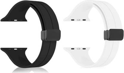 Priavy Smart magnetic Watch Strap Belt for Ultra Watch 49 mm, Series 8 / 7 45 mm, Series 6 / 5 / 4 44 mm, Series 3 / 2 / 1 42 mm, T800 Ultra, Watch 8 Ultra, i8 Pro Max, W26, T800(black,white ) Smart Watch Strap