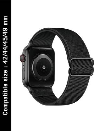 DailyObjects Black Lite Nylon Elastic WatchBand (42/44/45/49mm) Smart Watch Strap