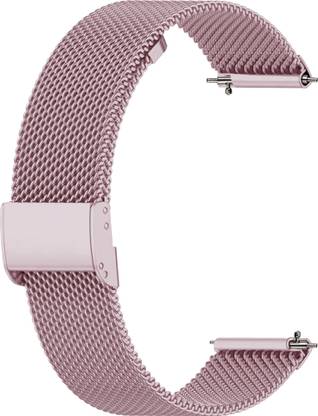 ACM Watch Strap Adjustable Metal for French Connection Rogue Smartwatch Rose Pink Smart Watch Strap