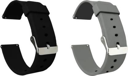 ACM Pack of 2 Watch Strap for Armani Exchange Drexler Axt2006 Belt (Black/Grey) Smart Watch Strap