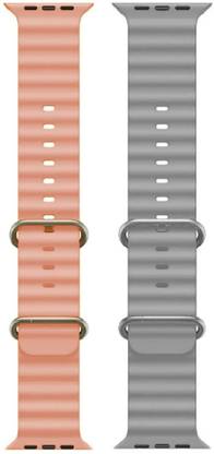 Antoj Smart Watch strap for T800, T900, T10, I8 pro,I7 pro, S8 ultra, watch 8, Watch 9 of size 49mm 45mm 44mm 42mm(Pink, Grey ) Smart Watch Strap