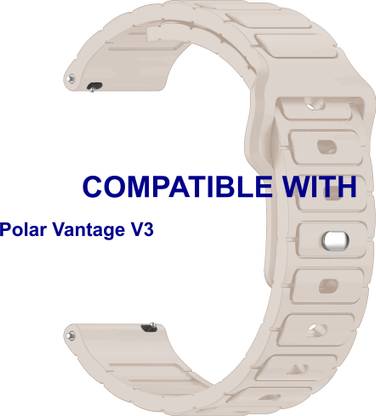 ACM WSM32T22CR3872 Watch Strap Silicone Belt Button 22mm for |Polar Vantage V3 Smartwatch Creame Smart Watch Strap