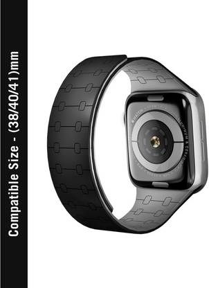 DailyObjects Black Lightweight Velour Snap On Smartwatch Wrist Band/Straps | Compatible With Apple Watchbands (38/40/41mm) | High Strength Silicone With Water Resistant Material | Magnetic Closure | Adjustable Strap For Apple Ultra iWatch Series SE 9 8 7 6 5 4 3 2 1 Smart Watch Strap