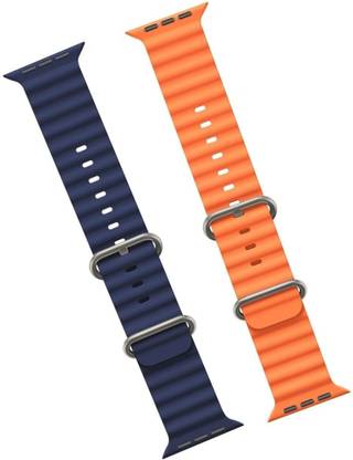 Priavy Blue & Orange silicon Smart Watch strap for iWatch Band Ultra 49mm 45mm 44mm 42mm ocean Smart Watch Strap