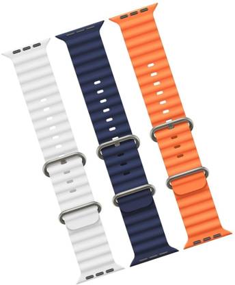 Antoj Smart Watch strap for T800, T900, T10, I8 pro,I7 pro, S8 ultra, watch 8, Watch 9 of size 49mm 45mm 44mm 42mm(White, blue, orange ) Smart Watch Strap