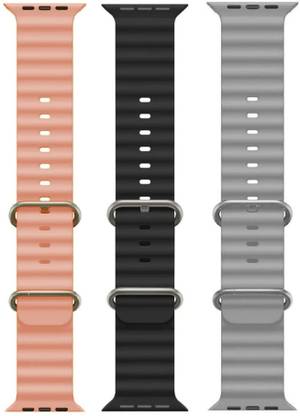 Antoj Smart Watch strap for T800, T900, T10, I8 pro,I7 pro, S8 ultra, watch 8, Watch 9 of size 49mm 45mm 44mm 42mm(Pink, black, grey ) Smart Watch Strap