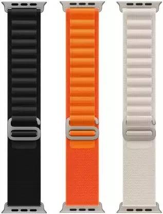 Geo SPORTS Alpine Loop Nylon Bands/Straps Compatible with Watch 49mm 45mm 44mm 42mm Men & Women, Adjustable Strap with Metal G-Hook Premium black, orange and white Strap for iWatch Ultra Series SE 8 7 6 5 4 3 2 1 (Only Alpine Loop Strap for Apple iWatch, Watch NOT Included) Smart Watch Strap