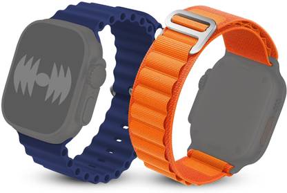 Gadgetzilla Alpine Loop And Occean Band Replacement for i-Watch Strap [49mm|45mm|44mm|42mm] Nylon Loop with Metal G Hook Sport Strap for i-Watch Series Ulta 8|7|6|5|4|3|2|1|SE ( Combo) Smart Watch Strap