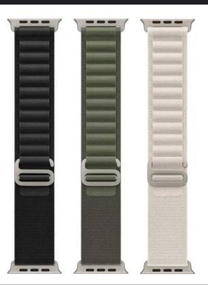 HiWatch Loop Nylon Bands/Straps Compatible with Watch 49mm 45mm 44mm 42mm Men & Women, Adjustable Strap with Metal G-Hook Premium green,black,and white color Strap for iWatch Ultra Series SE 8 7 6 5 4 3 2 1 ( Loop Strap foriWatch, Watch NOT Included) Smart Watch Strap