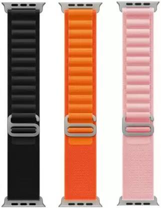 ABSOLUTE LIFESTYLE Alpine Loop Nylon Bands/Straps Compatible with Watch 49mm 45mm 44mm 42mm Men & Women, Adjustable Strap with Metal G-Hook Premium Black, Orange and Pink Strap for iWatch Ultra Series SE 8 7 6 5 4 3 2 1 (Only Alpine Loop Strap, Watch NOT Included) Smart Watch Strap