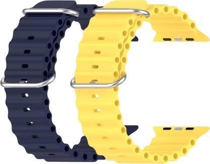 Geo SPORTS Silicone Ocean Adjustable Metal-Hook Premium blue and yellow straps Smart Watch Strap