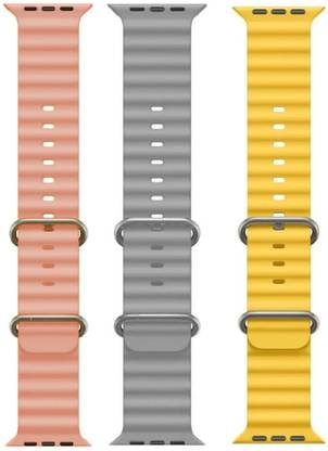 Antoj Smart Watch strap for T800, T900, T10, I8 pro,I7 pro, S8 ultra, watch 8, Watch 9 of size 49mm 45mm 44mm 42mm(Pink, grey, yellow ) Smart Watch Strap