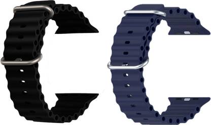 Priavy Ocean Smart Watch Strap Belt for Ultra Watch 49 mm, Series 8 / 7 45 mm, Series 6 / 5 / 4 44 mm, Series 3 42 mm, T800 Ultra, Watch 8 Ultra, i8 Pro Max, W26, T800. Smart Watch Strap(Black, BLue ) Smart Watch Strap