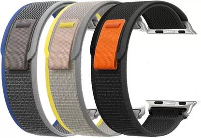 STRICTFIT Trail Loop Bands/Straps Compatible with Watch 49mm 46mm 45mm 44mm 42mm, Adjustable Velcro Premium Strap for iWatch Ultra & Ultra 2 Series SE 10 8 7 6 5 4 3 2 1. (Only 3 Pcs Trail Loop Strap, Watch NOT Included) Smart Watch Strap (Black, Blue) Smart Watch Strap