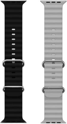 JANROCK Silicone Strap Soft Flexible Compatible with iWatch Band Series Ultra 8 7 6 5 4 3 2 1 SE Band 42mm 44mm 49mm for Women Men (Pack of 2) Smart Watch Strap