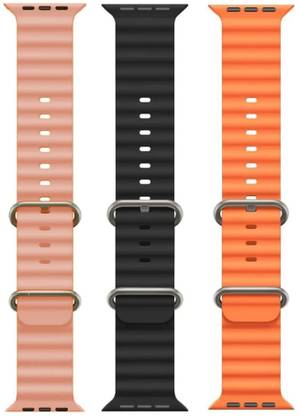 Antoj Smart Watch strap for T800, T900, T10, I8 pro,I7 pro, S8 ultra, watch 8, Watch 9 of size 49mm 45mm 44mm 42mm(Pink, black, orange ) Smart Watch Strap