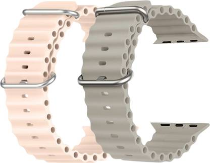 Geo SPORTS Silicone Ocean Adjustable Metal-Hook Premium pink and grey straps Smart Watch Strap