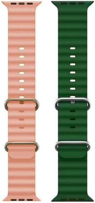 Antoj Smart Watch strap for T800, T900, T10, I8 pro,I7 pro, S8 ultra, watch 8, Watch 9 of size 49mm 45mm 44mm 42mm(Pink, Green) Smart Watch Strap