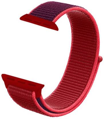 WEWIN Woven Nylon Sport Loop Replacment Band Strap for Apple Watch 42mm/44mm Series 5/4/3/2/1 (Red) Smart Band Strap