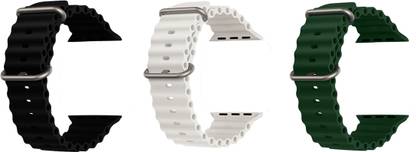 Priavy Ocean Smart Watch Strap Belt for Ultra Watch 49 mm, Series 8 / 7 45 mm, Series 6 / 5 / 4 44 mm, Series 3 42 mm, T800 Ultra, Watch 8 Ultra, i8 Pro Max, W26, T800. Smart Watch Strap(Black, White, Green ) Smart Watch Strap