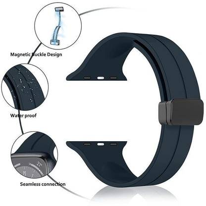 DARKFIT Magnetic Clasp Silicone Bands/Straps Compatible with Watch 49mm 46mm 45mm 44mm 42mm, Adjustable Magnetic Strap for iWatch Ultra & Ultra 2 Series SE 10 9 8 7 6 5 4 3 2 1 (Only Strap, Watch NOT Included) Pack of 1, Smart Watch Strap