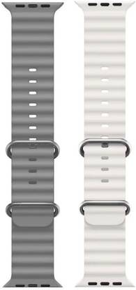 Flipkart SmartBuy Ocean Smart Watch Strap Belt for Ultra Watch 49 mm, Series 8 / 7 45 mm, Series 6 / 5 / 4 44 mm, Series 3 / 2 / 1 42 mm, T800 Ultra, Watch 8 Ultra, i8 Pro Max, W26, T800. Smart Watch Strap(Grey,White) Smart Watch Strap