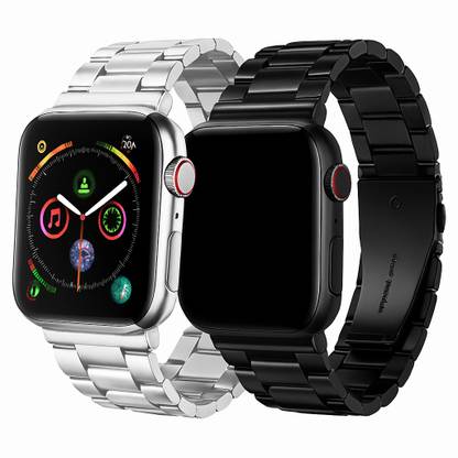Wriststory Premium Stainless Steel Watch Band Combo (Silver & Black) – Stylish, Durable Metal Straps Compatible with Apple Watch Series 7/8/9/10 & Ultra Series 1/2. Designed for Apple Watch sizes 42mm, 44mm, 45mm, 48mm & 49mm. Perfect for Formal, Casual, and Office Wear. Smart Watch Strap Smart Watch Strap