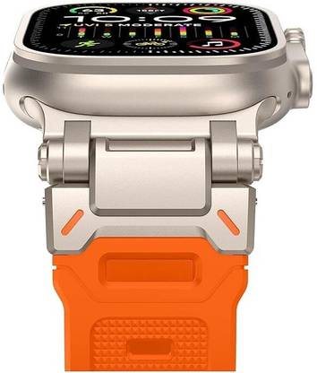 Gadgetzilla Durable Armor Designed Band for Apple Watch Ultra 2 49mm With Durable Metal Connector Band Compatible with Series Ultra2|Ultra|9|8|7|SE26|5|4|3|2|1 49|45|44|42MM - Orange Smart Watch Strap