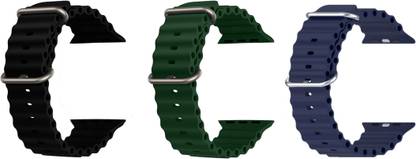 Priavy Ocean Smart Watch Strap Belt for Ultra Watch 49 mm, Series 8 / 7 45 mm, Series 6 / 5 / 4 44 mm, Series 3 42 mm, T800 Ultra, Watch 8 Ultra, i8 Pro Max, W26, T800. Smart Watch Strap(Black, Green, Blue ) Smart Watch Strap