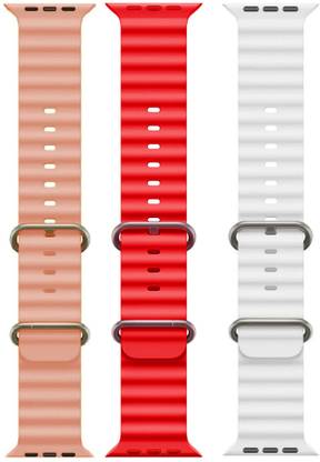 Antoj Smart Watch strap for T800, T900, T10, I8 pro,I7 pro, S8 ultra, watch 8, Watch 9 of size 49mm 45mm 44mm 42mm(Pink, white,red ) Smart Watch Strap