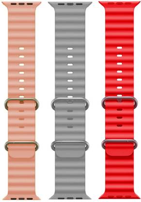 Antoj Smart Watch strap for T800, T900, T10, I8 pro,I7 pro, S8 ultra, watch 8, Watch 9 of size 49mm 45mm 44mm 42mm(Pink, grey, red ) Smart Watch Strap